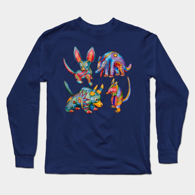 Dia de muertos animals Long Sleeve T-Shirt by Mako Design 